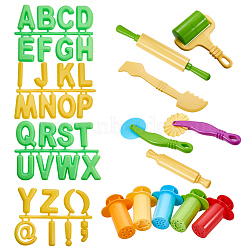 PandaHall Elite DIY Children Toys Sets, Clay Mold Tool Kits, Plasticine Educational Funny Toy, Mixed Color, 78~202x22~84mm, 11pcs/set(DIY-PH0019-45)