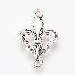 Tibetan Style Alloy Links connectors, Fleur De Lis, Cadmium Free & Lead Free, Antique Silver, 32x20x4.5mm, Hole: 2.5mm, about 655pcs/1000g(TIBEP-Q061-39AS-LF)