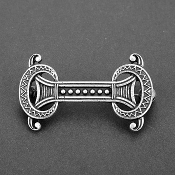 Viking Knot Alloy Brooches for Men, Flat Round, Antique Silver, 35mm