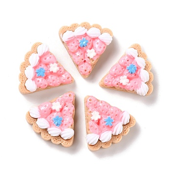 Resin Decoden Cabochons, Imitation Food, Cake, Pearl Pink, 24x23x9.5mm