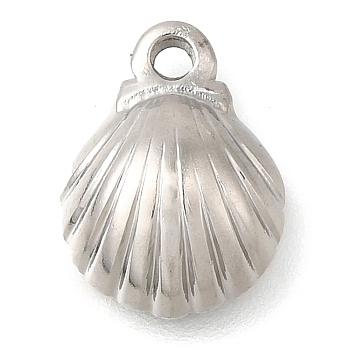 Anti-Tarnish 304 Stainless Steel Charms, Shell Shapes Charm, Stainless Steel Color, 11.5x9x3mm, Hole: 1.4mm