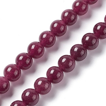 Natural White Jade Imitation Garnet Beads Strands, Dyed, Round, 10mm, Hole: 1.2mm, about 40pcs/strand, 15.35''(39cm)