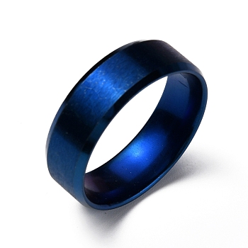 Titanium Steel Wide Band Finger Rings for Women Men, Plain Band Rings, Blue, 8mm, Inner Diameter: US Size 13 1/4(22.4mm)