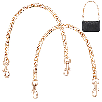 Elite 2Pcs Alloy Curb Chain Bag Strap, with Swivel Clasps, for Bag Straps Replacement Accessories, Golden, 40.5cm
