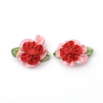Polyester Imitation Flower Ornamenrt Accessories, for DIY Dress, Shoes Decoration, Red, 28~31x35~37x11mm