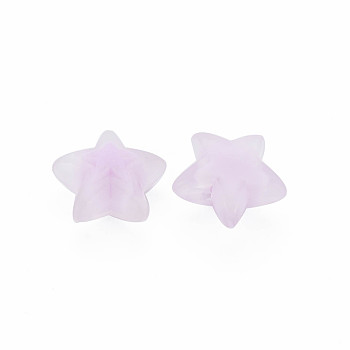 Transparent Acrylic Beads, Frosted, Bead in Bead, Star, Lilac, 15.5x16x9.5mm, Hole: 3mm, about 569pcs/500g