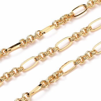 3.28 Feet Brass Link Chains, Unwelded, Real 18K Gold Plated, Link: 12x6x1.5mm, Ring: 5x2mm
