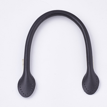 Cowhide Bag Handles, for Bag Straps Replacement Accessories, Black, 352~355x11x14~15mm, Hole: 1.5mm