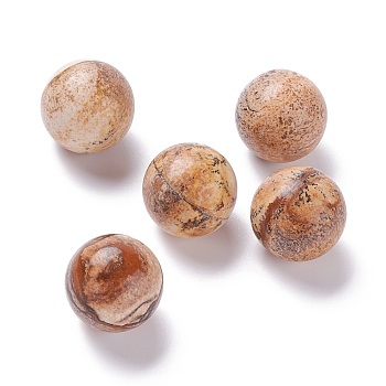 Natural Picture Jasper Beads, No Hole/Undrilled, for Wire Wrapped Pendant Making, Round, 20mm