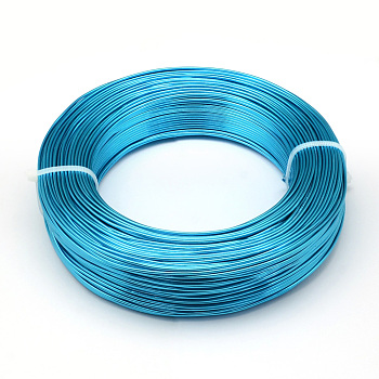 Round Aluminum Wire, Bendable Metal Craft Wire, for DIY Jewelry Craft Making, Dodger Blue, 9 Gauge, 3.0mm, 25m/500g(82 Feet/500g)