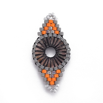 MIYUKI & TOHO Handmade Japanese Seed Beads Links, Loom Pattern, Rhombus, Sandy Brown, 31~32x15~15.7x1.7~2.1mm, Hole: 1.4~1.8mm