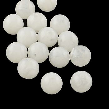 Round Imitation Gemstone Acrylic Beads, White, 12mm, Hole: 2mm, about 520pcs/500g