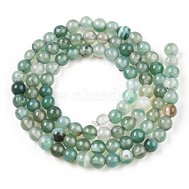 brins de perles rondes en agate à bandes naturelles / agate à bandes teintées(X-G-R342-4mm-06)-2