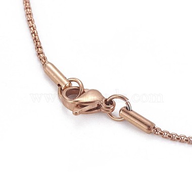 304 Stainless Steel Box Chain Necklaces(NJEW-F261-18RG)-2