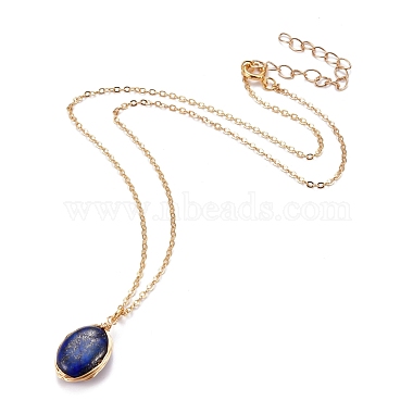 Natural Lapis Lazuli Wire Wrapped Pendant Necklaces(NJEW-JN03080-03)-2