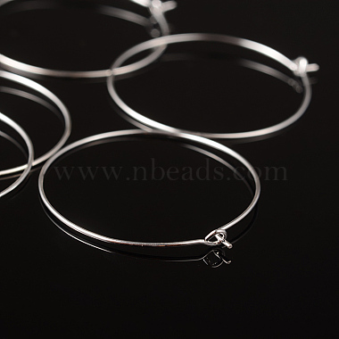 Silver Color Plated Brass Earring Hoops(X-EC067-4S)-3