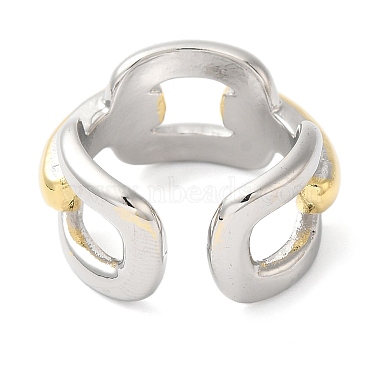 Anillos de puño abiertos con forma de cadena de cable de latón para mujer(RJEW-B062-15GP)-3