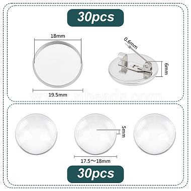 Kit para hacer broches de acero inoxidable con cúpula en blanco 304(DIY-UN0056-09)-3