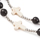 Synthetic Turquoise & Wood Rosary Bead Necklace(NJEW-JN04431-02)-3