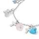 Natural & Synthetic Mixed Gemstone Chips & Cross Charms Anklet(AJEW-AN00512-04)-3