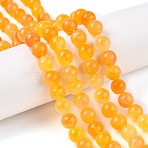 Dyed Natural White Jade Beads Strands, Two Tone, Round, Orange, 8x8mm, Hole: 0.9mm, about 47~48pcs/strand, 15.16~15.72''(38.5~39.3cm)(G-T138-8mm-210-34)