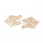 Halloween Theme Alloy Pendants, Spider Web Shap, Golden, 26.5x24.5x1.5mm, Hole: 2mm(X-ENAM-M044-20LG)
