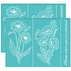 Self-Adhesive Silk Screen Printing Stencil, for Painting on Wood, DIY Decoration T-Shirt Fabric, Turquoise, Flower Pattern, 280x220mm(DIY-WH0338-100)