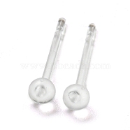 Resin Stud Earring Findings, Ball, Clear, 14mm, Pin: 0.8mm(FIND-H046-10)
