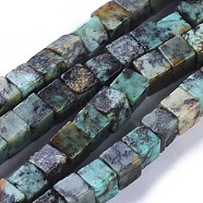 Natural African Turquoise(Jasper) Beads Strands, Cube, 5.5~6.5x5.5~6.5x5.5~6.5mm, Hole: 0.8mm, about 62pcs/strand, 15.63 inch(39.7cm)(G-D0020-10A)