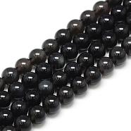 Natural Obsidian Beads Strands, Round, 6x6mm, Hole: 1mm, about 62pcs/strand, 15.5 inch(G-S150-15-6mm)