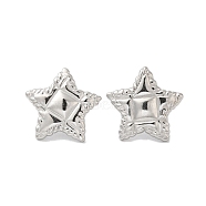 304 Stainless Steel Stud Earrings, Star, Stainless Steel Color, 21x22mm(EJEW-Z022-18P)