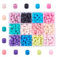 PandaHall Elite 480pcs 12 Colors Handmade Polymer Clay Beads, Column, Mixed Color, Beads: 480pcs(CLAY-PH0001-43)