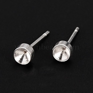 304 Stainless Steel Stud Earring Settings, for Pointed Back Rhinestone, Silver, Fit for 3mm Rhinestone, 13.5x4mm, Pin: 0.8mm(STAS-I088-H-05S)