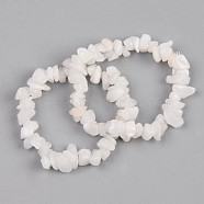 Unisex Chip Natural White Moonstone Beaded Stretch Bracelets, Inner Diameter: 1-3/4~2 inch(4.5~5cm)(BJEW-S143-46)
