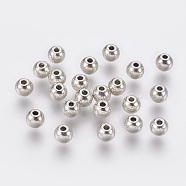 Tibetan Style Alloy Beads, Cadmium Free & Nickel Free & Lead Free, Round, Antique Silver, 5x4mm, Hole: 1mm(X-TIBEB-A123175-AS-FF)