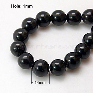 Synthetic Black Stone Beads Strands, Dyed, Round, Black, 14mm, Hole: 1mm, about 14pcs/strand, 7.8 inch(X-G-G088-14mm)