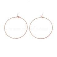 Ion Plating(IP) 316 Surgical Stainless Steel Hoop Earrings Findings, Wine Glass Charms Rings, Rose Gold, 25x21mm, Pin: 0.6mm(STAS-D183-02RG-02)