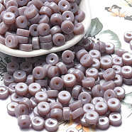 Opaque Colours Glass Seed Beads, Column, Rosy Brown, 6x3mm, Hole: 1.4mm, about 2027pcs/pound(SEED-E001-P3x6mm-09)