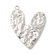 Anti-Tarnish 304 Stainless Steel Pendants, Textured, Heart Charm, Stainless Steel Color, 37.5x31x1.8mm, Hole: 2.5mm(STAS-M075-07P)