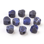 Natural Sodalite European Beads, Large Hole Beads, Heart, 13~14x13~14x9~10mm, Hole: 5.5~6mm(G-F580-C07)