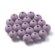 Painted Natural Wood Beads, Round, Thistle, 16mm, Hole: 4mm(WOOD-A018-16mm-09)