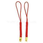 Polyester Cord Mobile Straps, with Golden Plated Iron Findings, Red, 7.6~8.1cm(FIND-G063-01G-07)