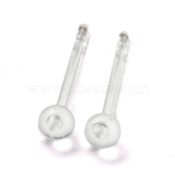 Resin Stud Earring Findings, Ball, Clear, 14mm, Pin: 0.8mm(FIND-H046-10)