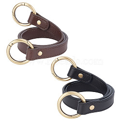 2Pcs 2 Colors Imitation Leather Bag Handles, with Alloy Spring Clasps, for Bag Straps Replacement Accessories, Antique Bronze, 67.5x1.85x0.4cm, 1pc/color(FIND-WR0002-68AB)