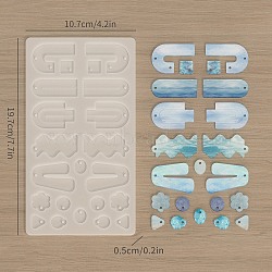 DIY Silicone Molds, Decoration Making, Resin Casting Molds, For UV Resin, Epoxy Resin Jewelry Making, Clear, 200x110x5mm, Hole: 2mm, Inner Diameter: 11.5~44x13~29mm(SIMO-H020-01B)