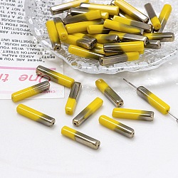 Electroplate Glass Beads, Faceted, Rectangle, Gold, 19.5~20x4x4mm, Hole: 1mm(GLAA-D024-02B)