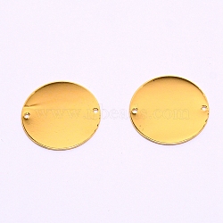 Smooth Brass Links, with 2 Hole, Flat Round, Golden, 22x0.4mm, Hole: 1.2mm(KK-WH0037-03-G)