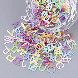 Ornament Accessories, PVC Plastic Paillette/Sequins Beads, No Hole/Undrilled Beads, Mixed Letters, Mixed Color, 3.5~6x2~6x0.4mm(PVC-T005-017B)