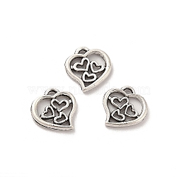 Tibetan Style Alloy Charms, Heart Charm, Antique Silver, 9x9x1.3mm, Hole: 0.8mm, about 1666pcs/500g(TIBE-B001-58AS)