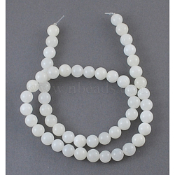 Natural White Shell Beads Strands, Mother of Pearl Shell Beads, Round, White, 6mm, Hole: 0.5mm(X-SHEL-S200-1)